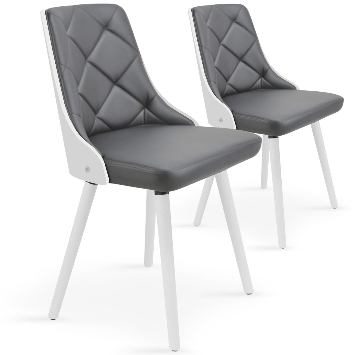 Lalix Set mit 2 skandinavischen Stühlen Weiß & Grau