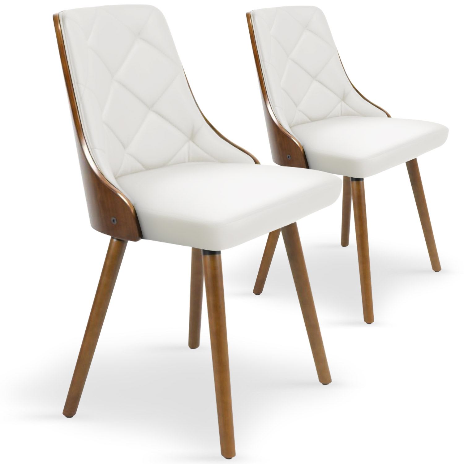 Lot de 2 chaises scandinaves Lalix Bois noisette & Blanc