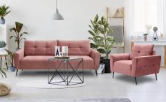 Enrico 3-Sitzer Sofa mit Samtbezug Rosa