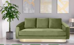 Kenpark 3-Sitzer Sofa mit Samtbezug Khaki