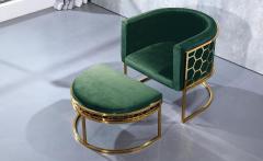 Honey Runder Sessel mit Samtbezug Grün