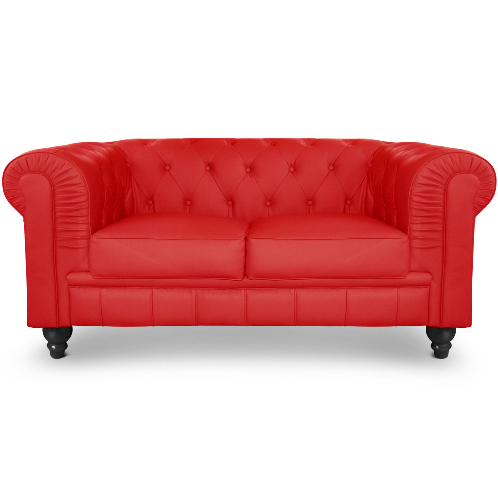 Grand Canapé Chesterfield 2-Sitzer Sofa Rot