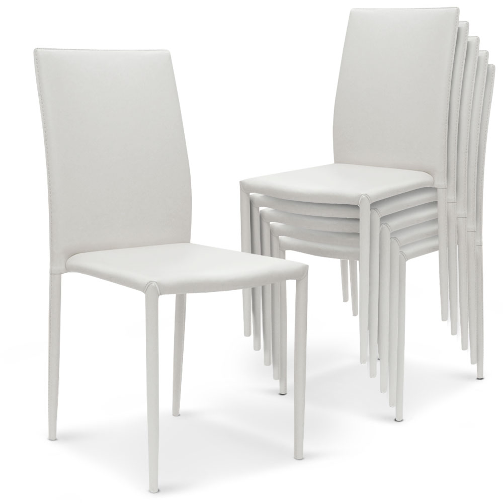 Modan Set mit 30 stapelbaren Stühlen aus Kunstleder Weiß