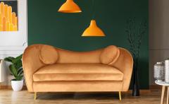 Altess 2-Sitzer-Sofa mit goldenen Metallbeinen und Samtbezug Terracotta 