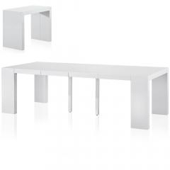 Table console extensible Nassau 4 rallonges laquée blanc - de 50cm à 250cm