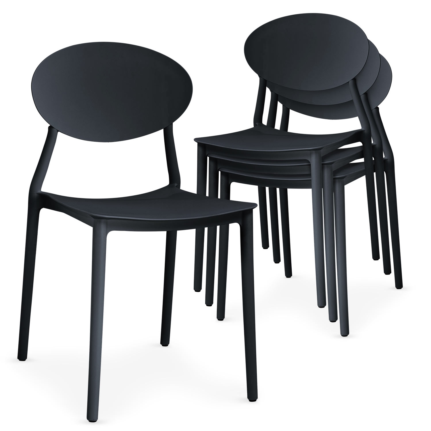 Lot de 4 chaises empilables Balagan Noir