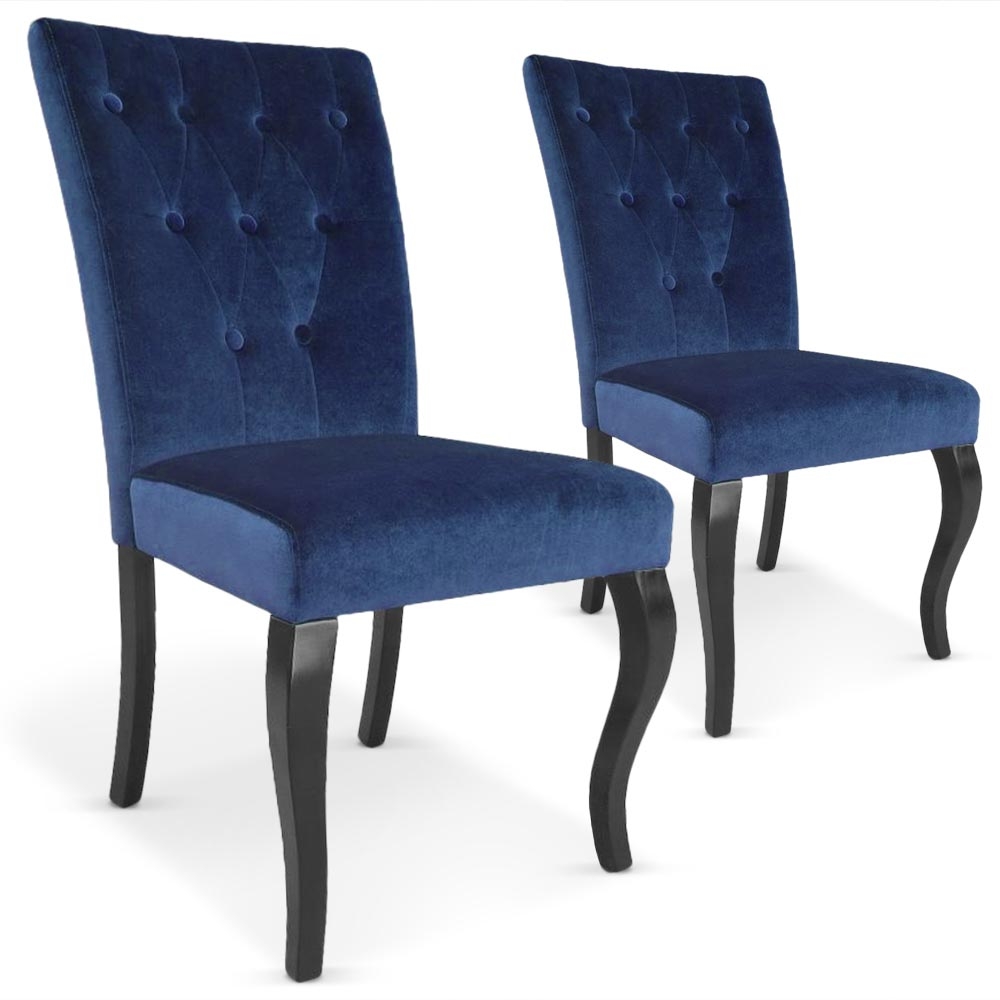 Beata Set mit 2 Stühlen Samtbezug Blau