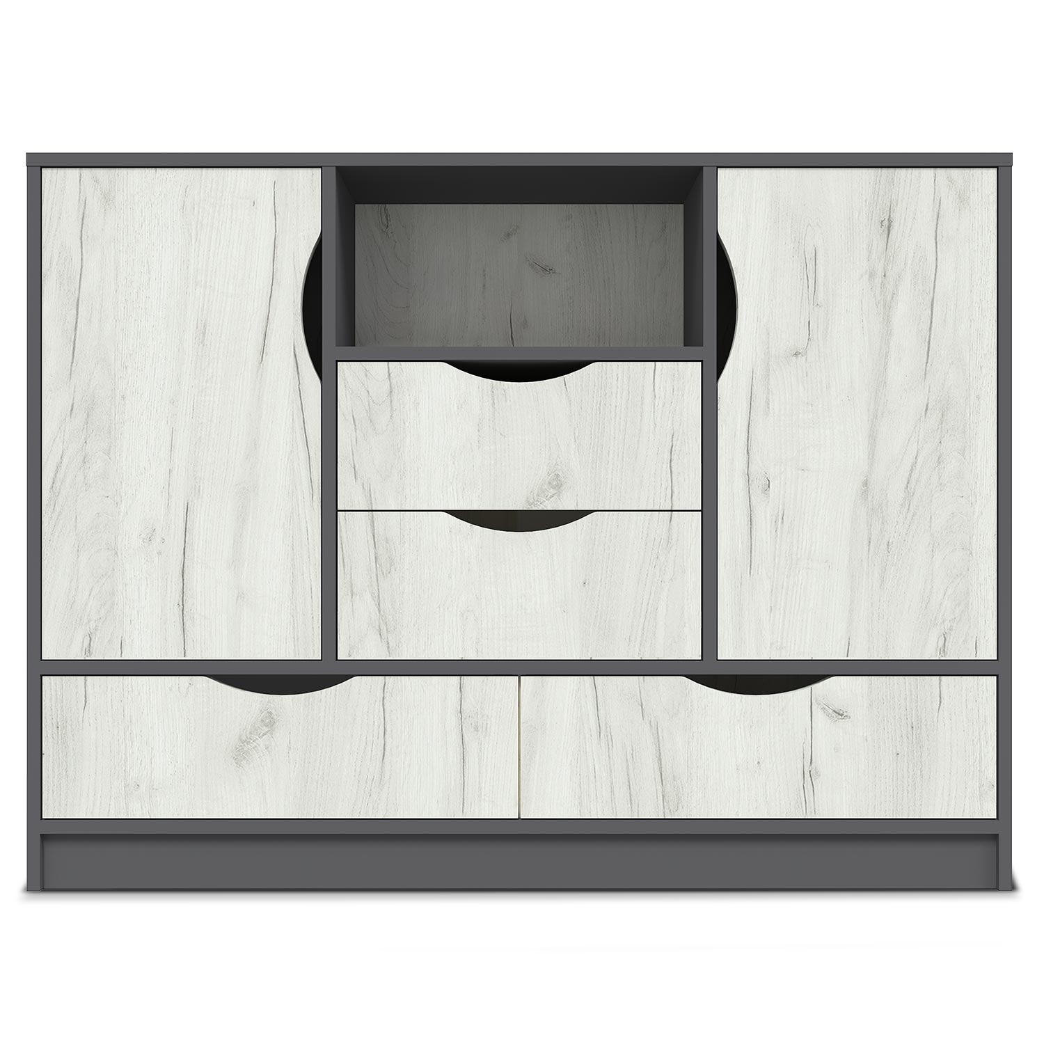 Caradec Sideboard 120cm Grau und helles Holz