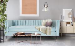 Djulian 3-Sitzer Sofa mit Samtbezug Blau