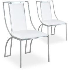 Lot de 2 chaises Catarina Simili P.U. Blanc pieds Argent