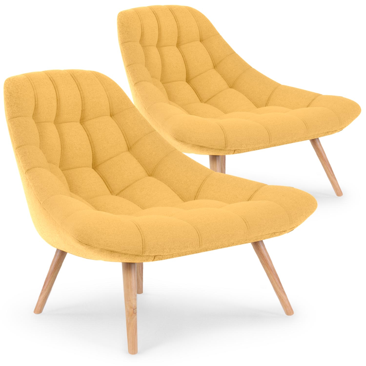 Danios Set mit 2 Sesseln mit Stoffbezug Gelb