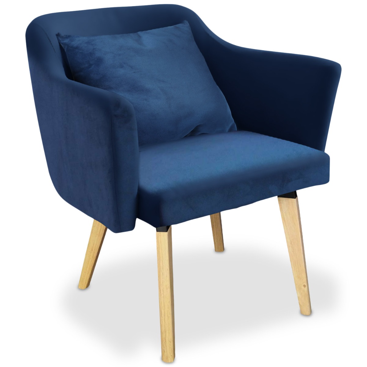 Dantes Skandinavischer Stuhl / Sessel mit Stoffbezug Blau