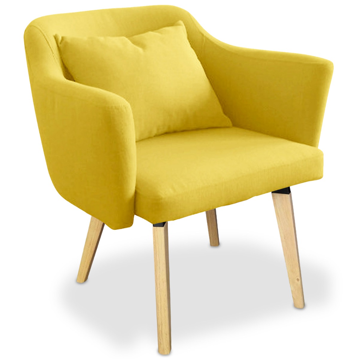 Dantes Skandinavischer Stuhl / Sessel mit Stoffbezug Gelb