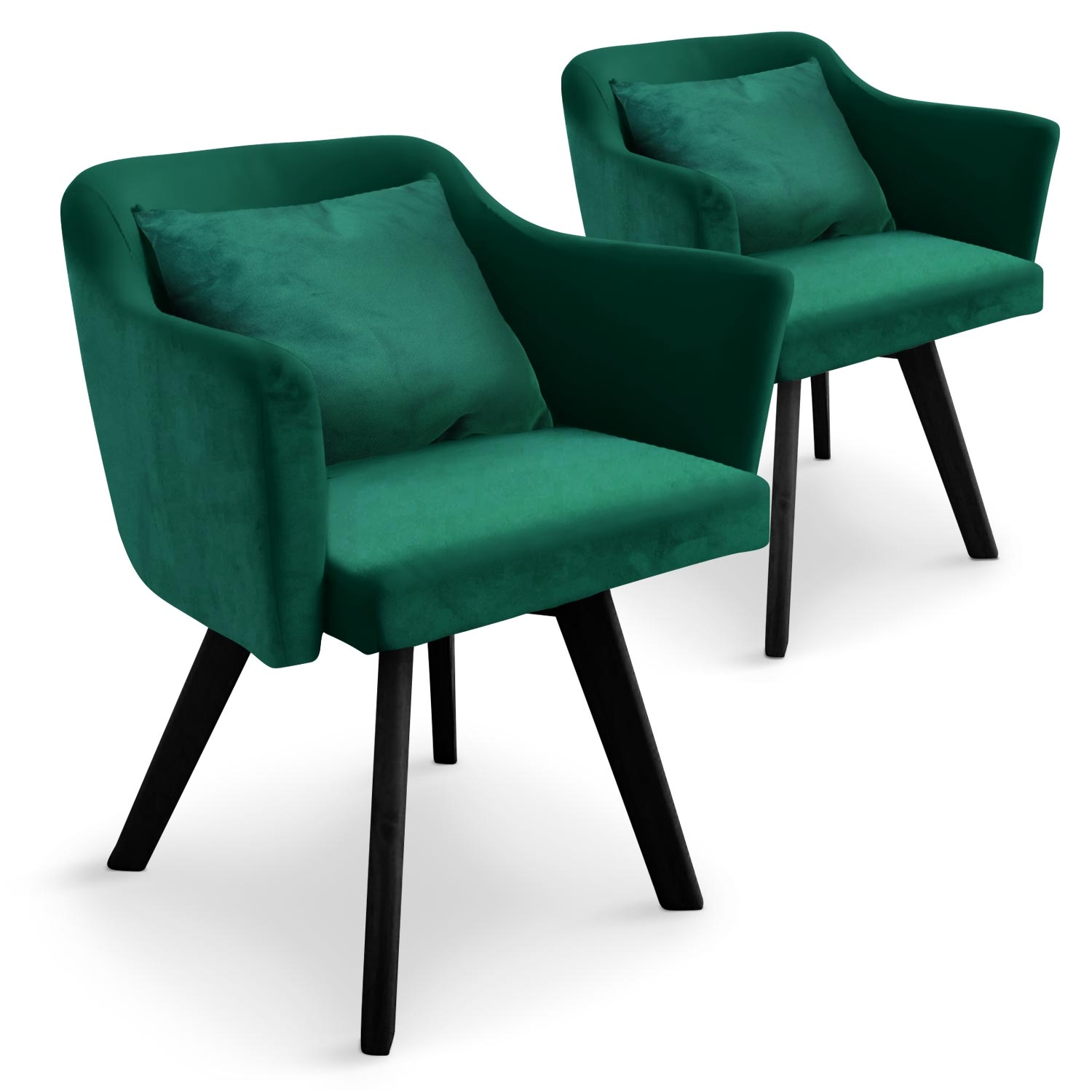 Dantes Set mit 2 Skandinavischen Sesseln mit Samtbezug Grün