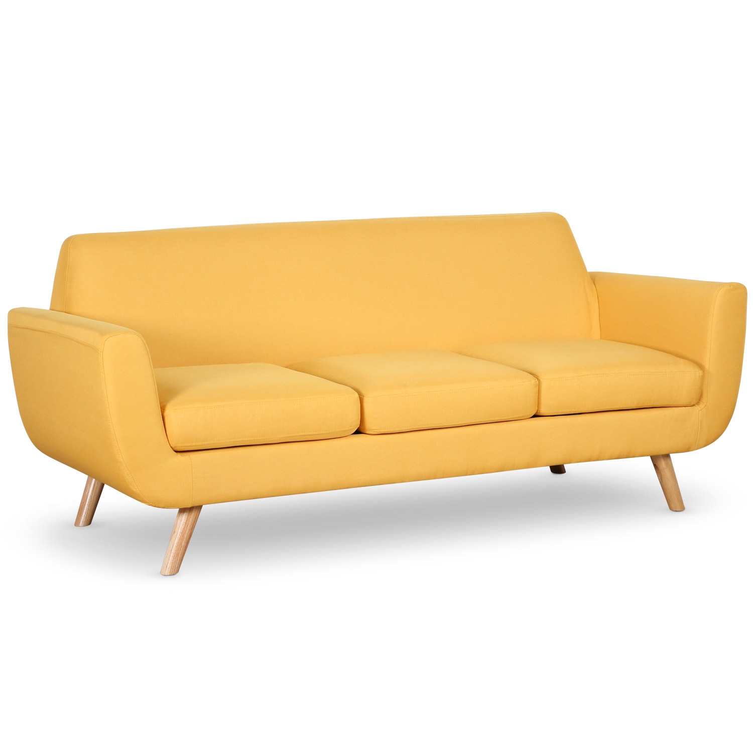 Danube Skandinavisches 3-Sitzer Sofa mit Stoffbezug Gelb