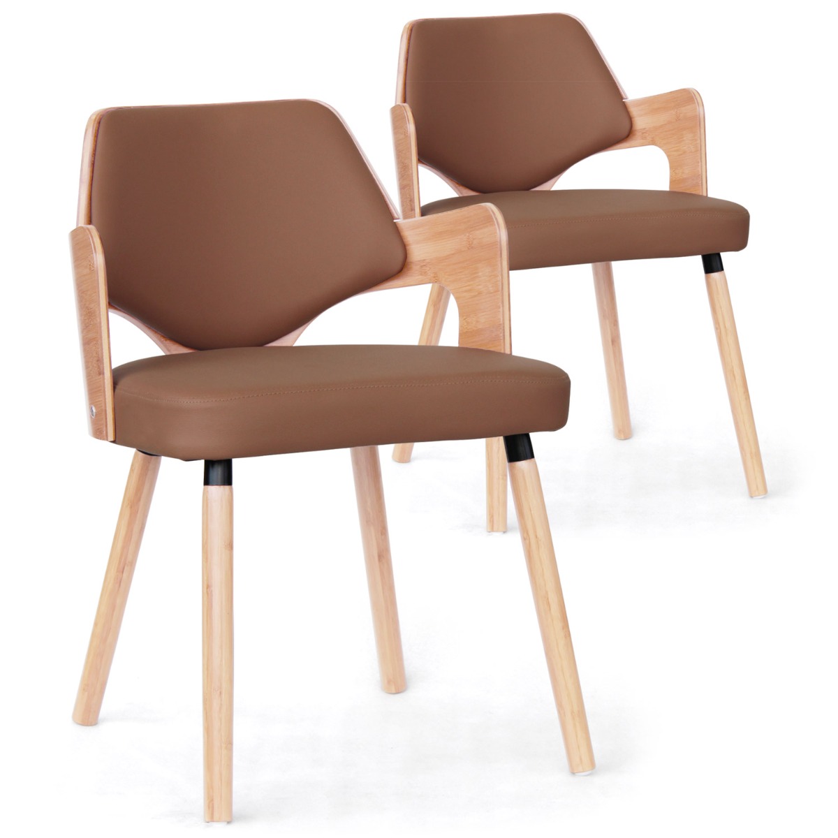 Dima Set mit 2 Skandinavischen Stühlen Naturholz & Taupe