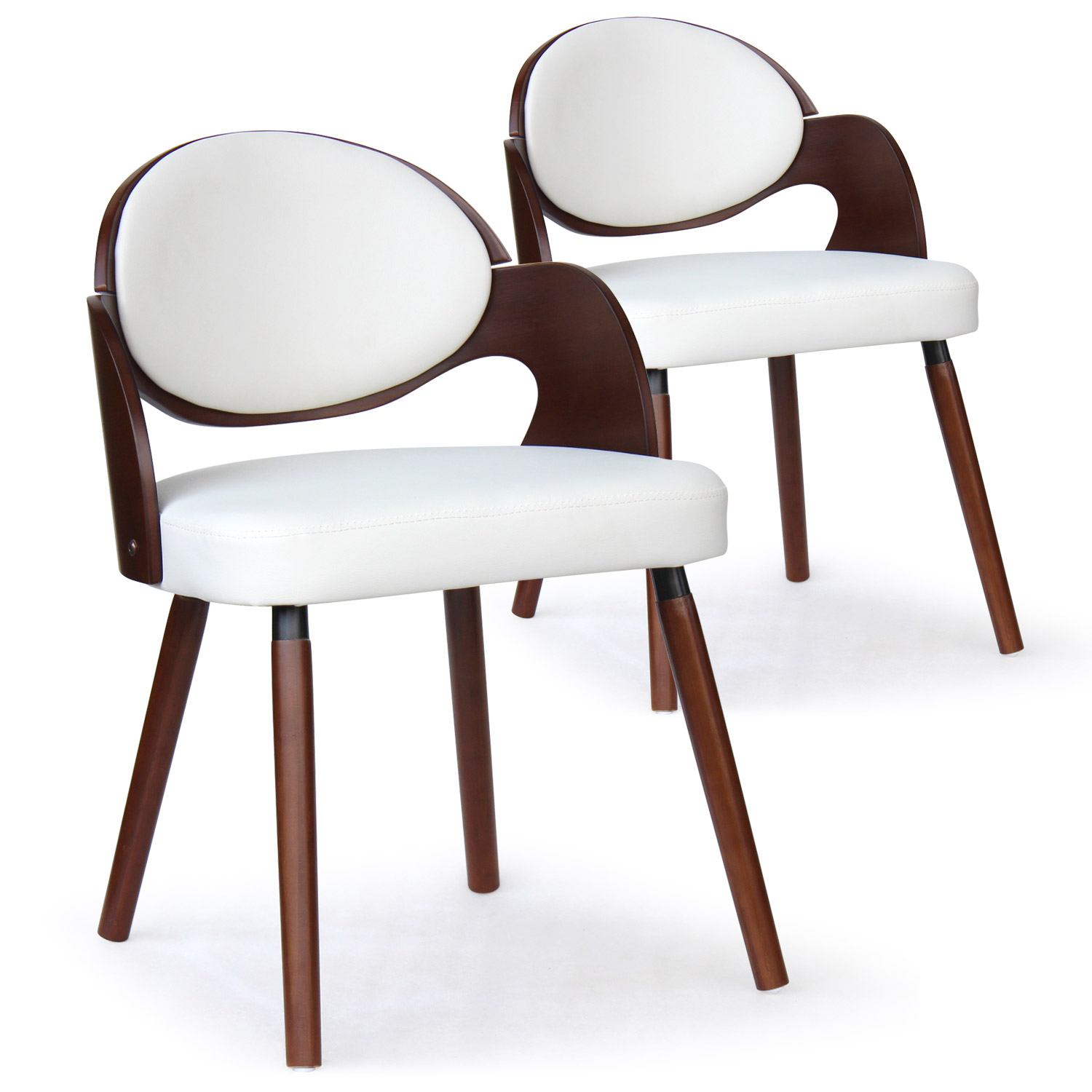 Estel Set mit 2 skandinavischen Stühlen Haselnuss & Weiß