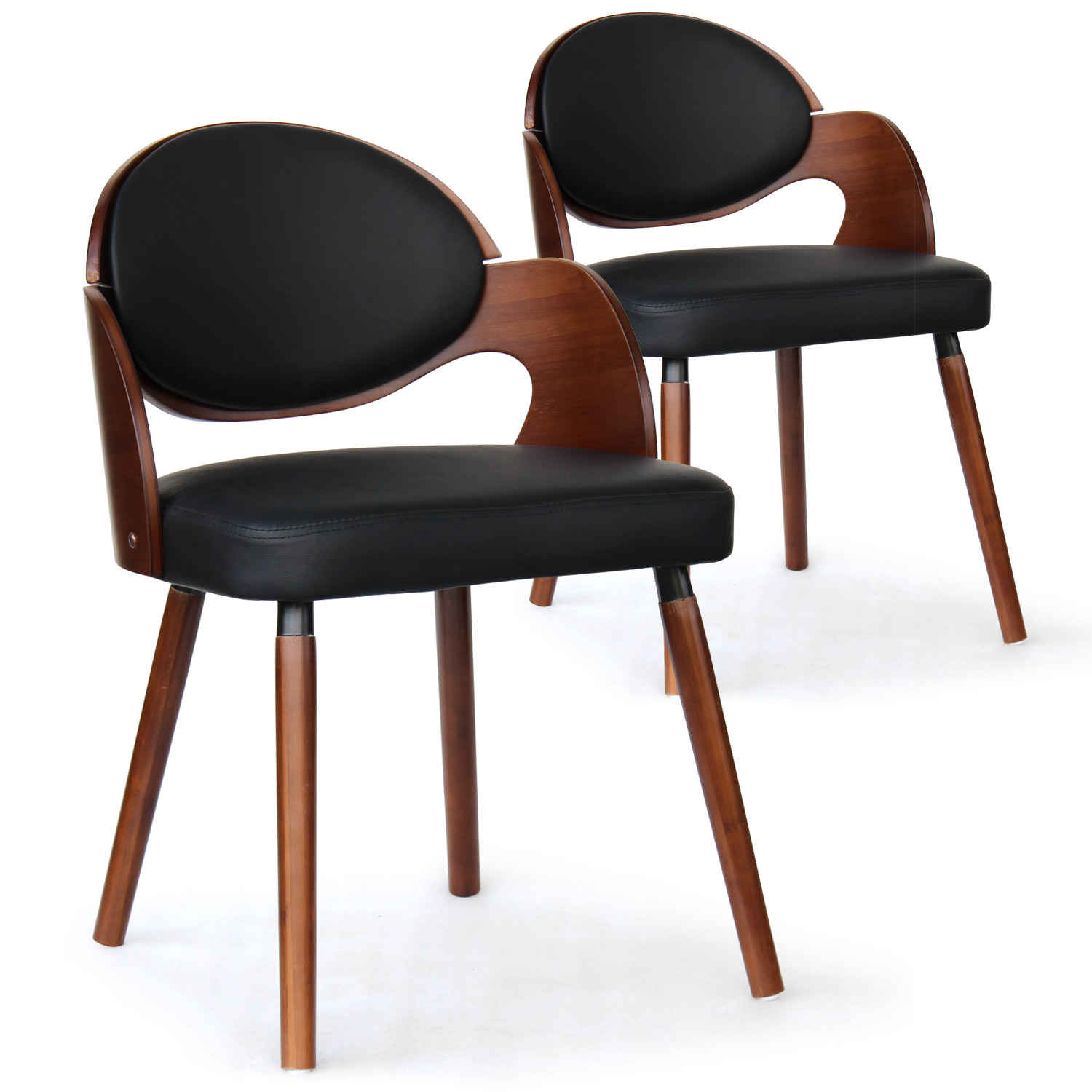 Estel Set mit 2 skandinavischen Stühlen Haselnuss & Schwarz