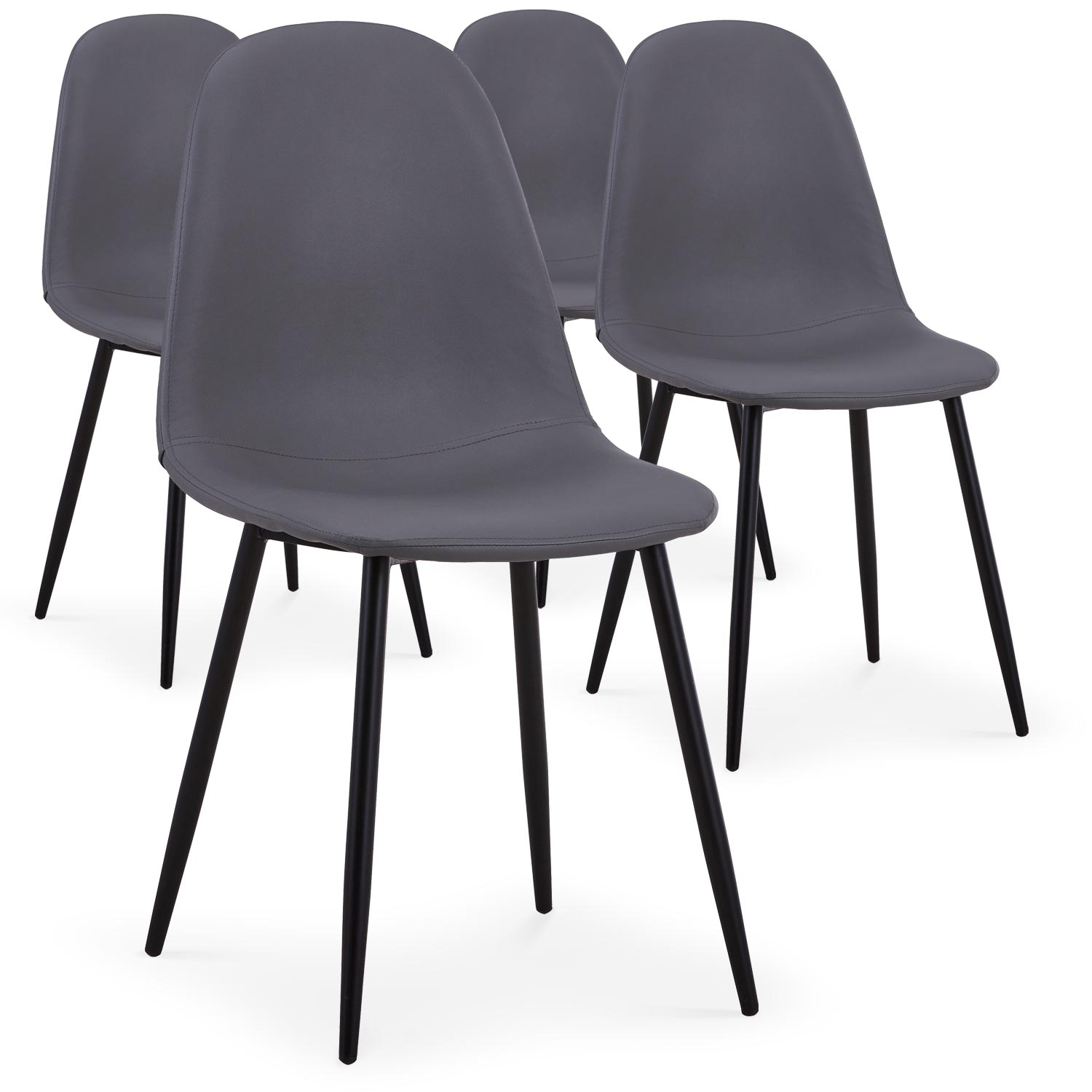 Gao Set mit 4 Stühlen Kunstleder Grau