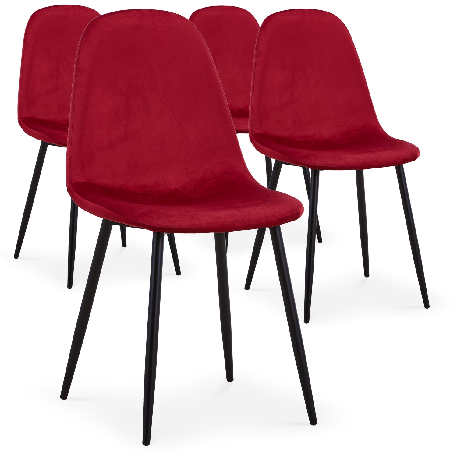 Gao Set mit 4 Stühlen Samtbezug Rot