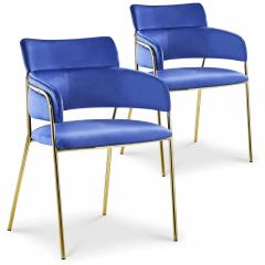 Lot de 2 chaises / fauteuils Ginko Velours Bleu