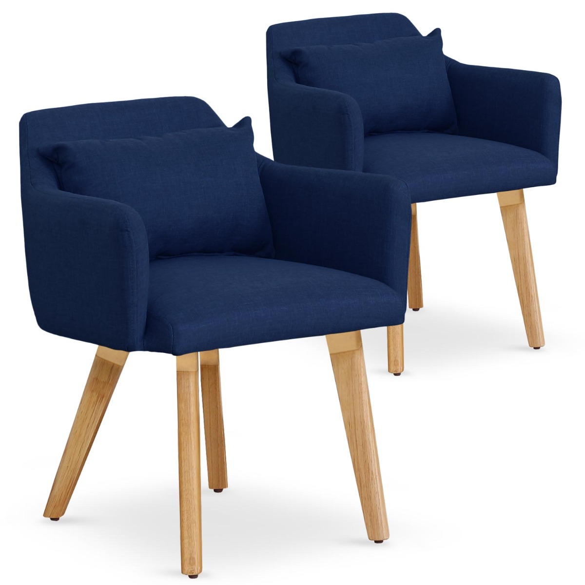 Gybson Set mit 2 Sesseln im skandinavischen Stil mit Stoffbezug Blau
