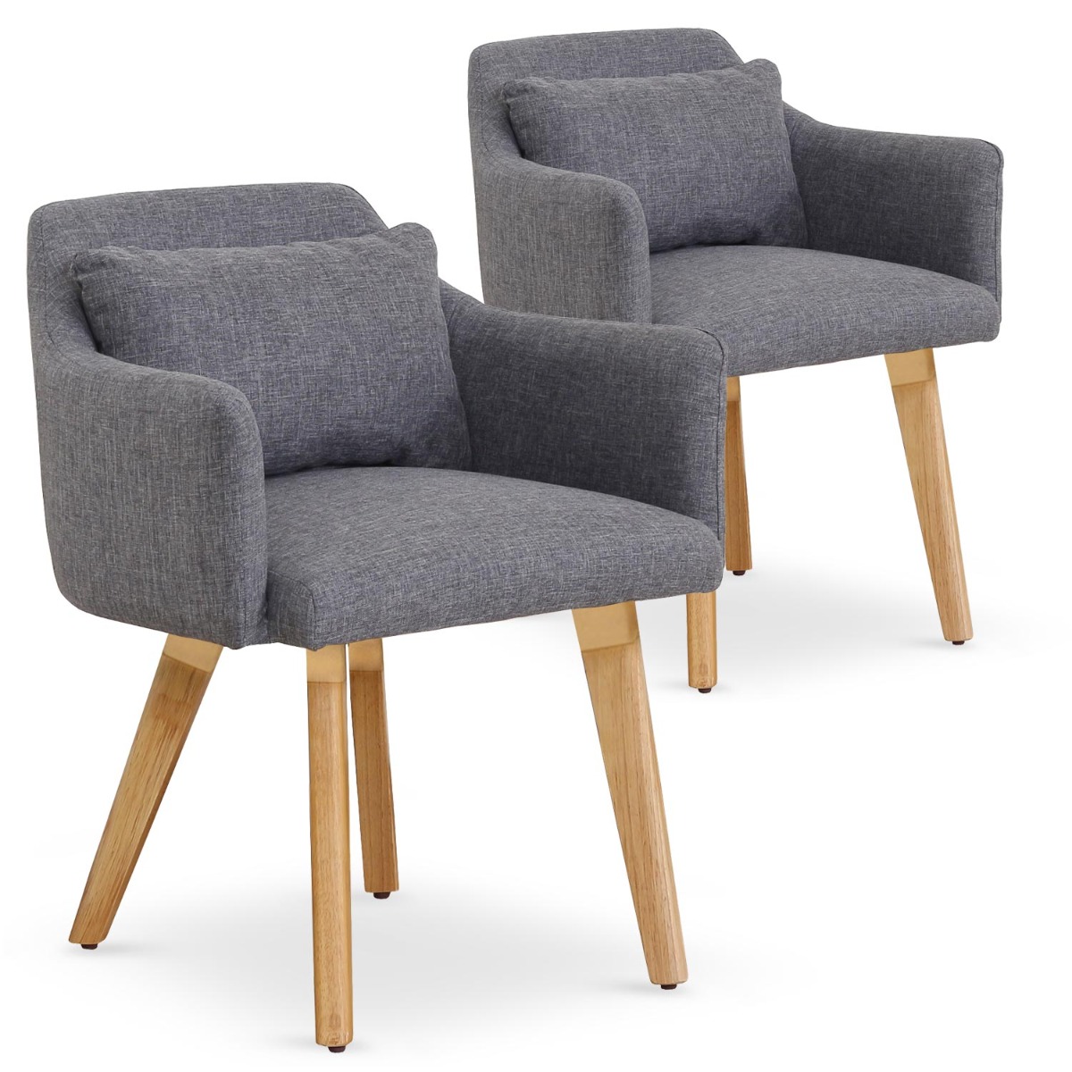 Gybson Set mit 2 Sesseln im skandinavischen Stil mit Stoffbezug Hellgrau