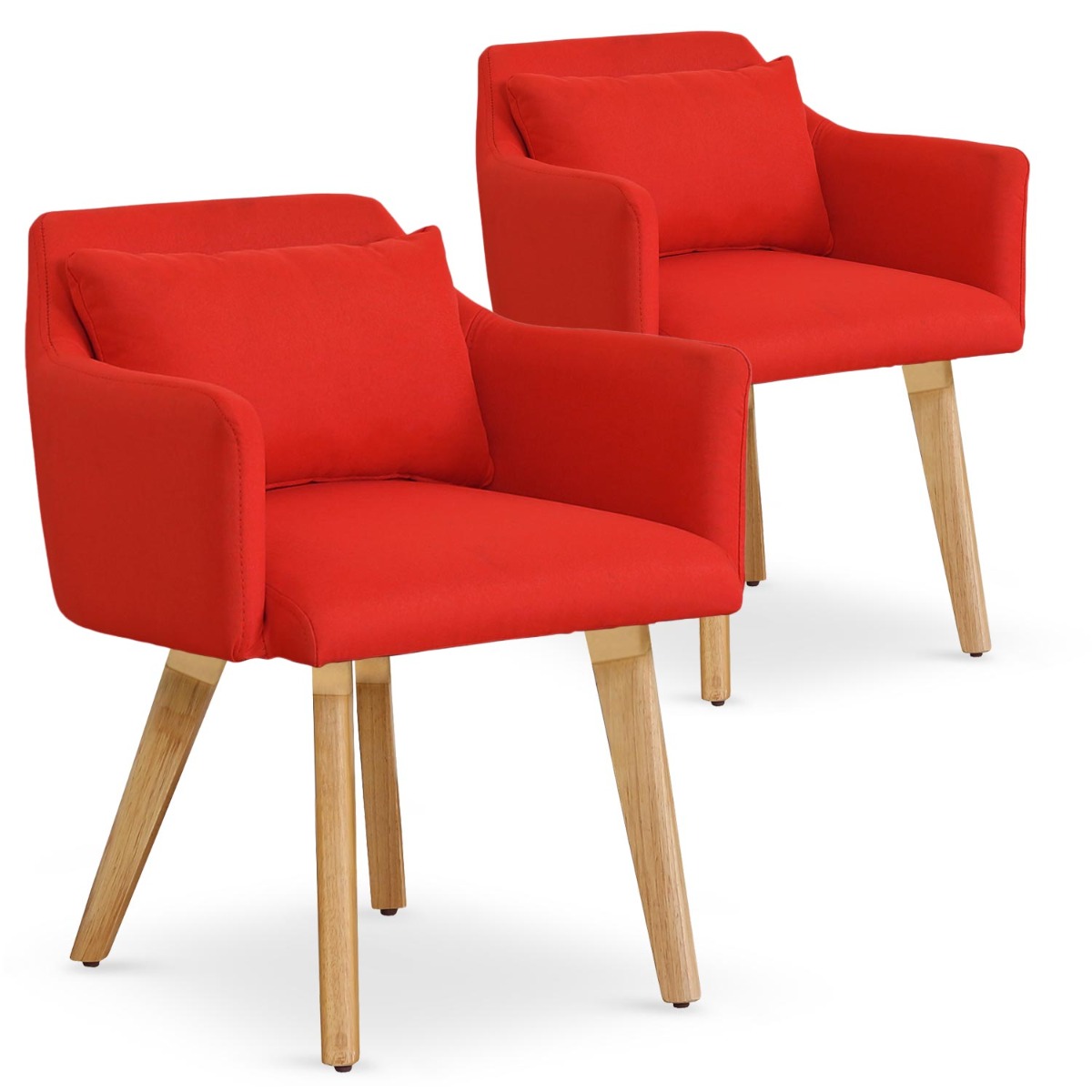 Gybson Set mit 2 Sesseln im skandinavischen Stil mit Stoffbezug Rot
