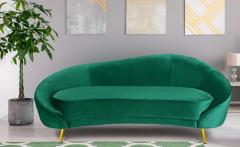 Havane 3-Sitzer Sofa mit goldenen Metallbeinen und Samtbezug Grün