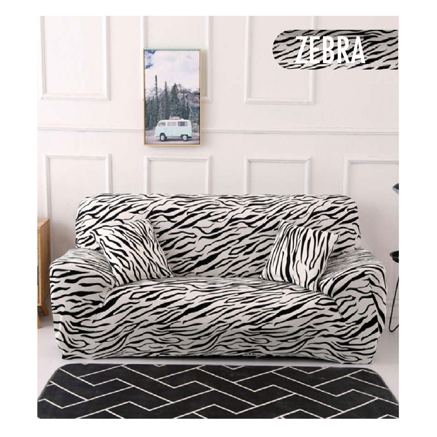 Decoprotect 2-Sitzer Stretch Sofabezug Zebra