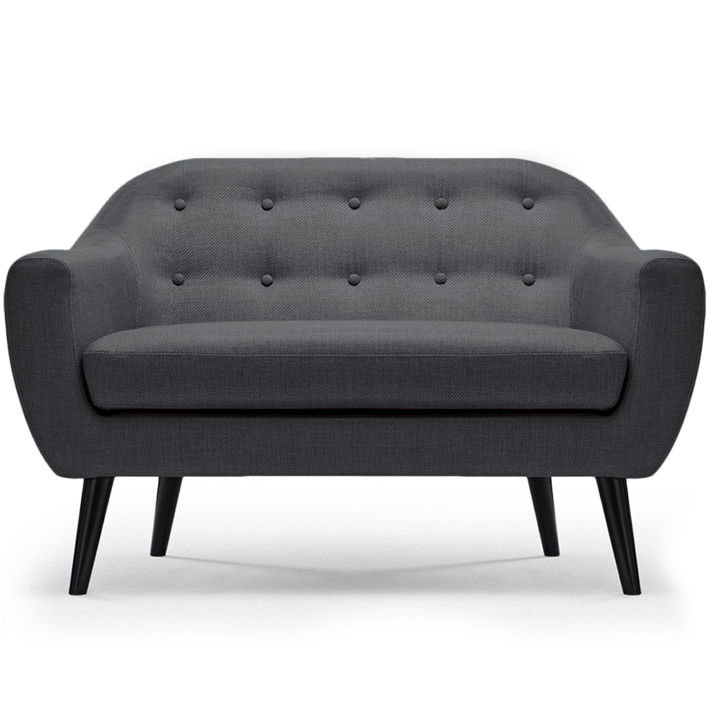 Fidelio Skandinavisches 2-Sitzer Sofa mit Stoffbezug Dunkelgrau