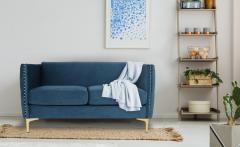 Joshua 2-Sitzer Sofa mit Samtbezug Blau