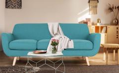 Danube Skandinavisches 3-Sitzer Sofa mit Stoffbezug Blau Grün