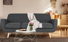 Danube Skandinavisches 3-Sitzer Sofa mit Stoffbezug Dunkelgrau