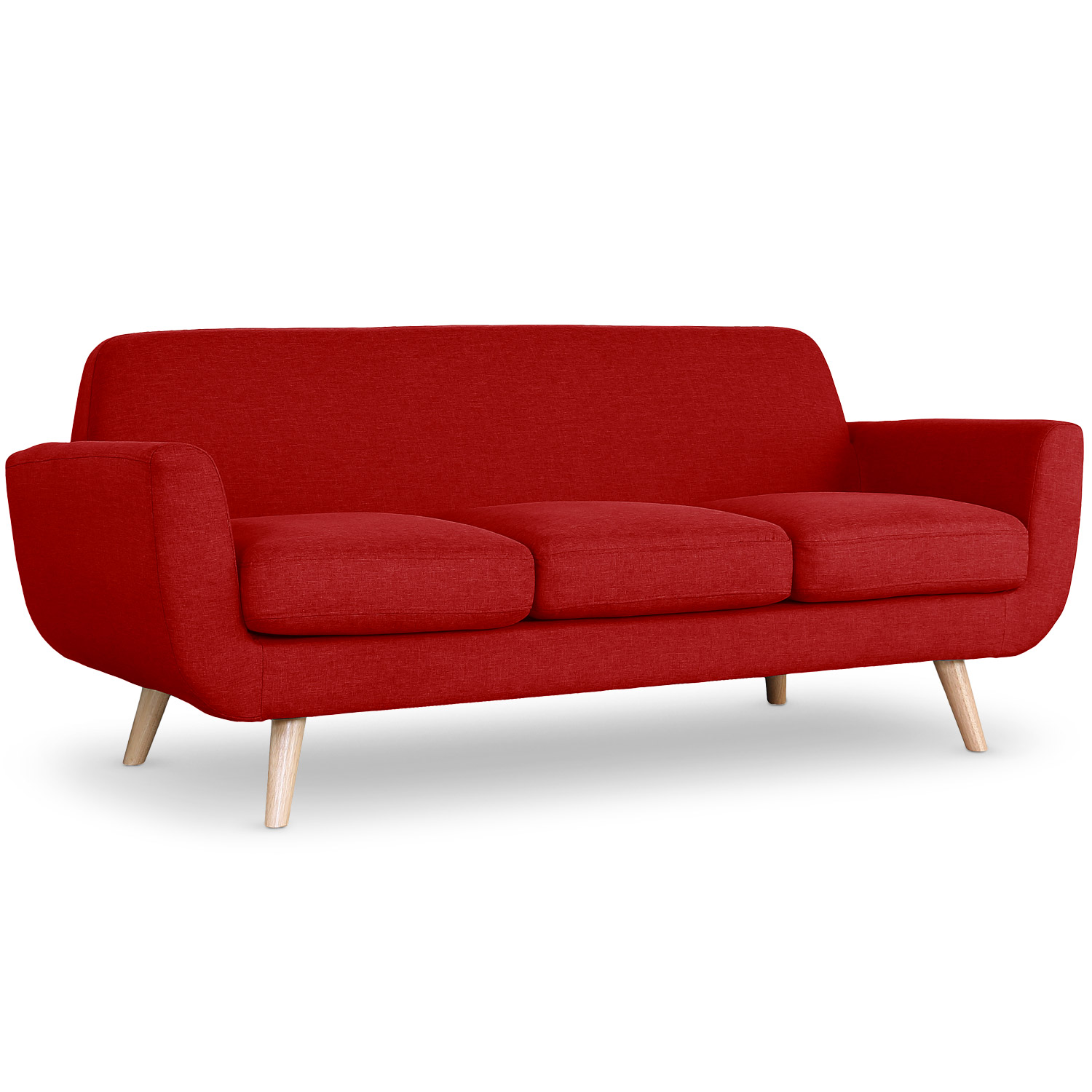 Danube Skandinavisches 3-Sitzer Sofa mit Stoffbezug Rot