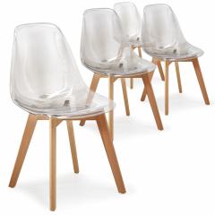 Lot de 4 chaises scandinaves Larry plexi Transparent