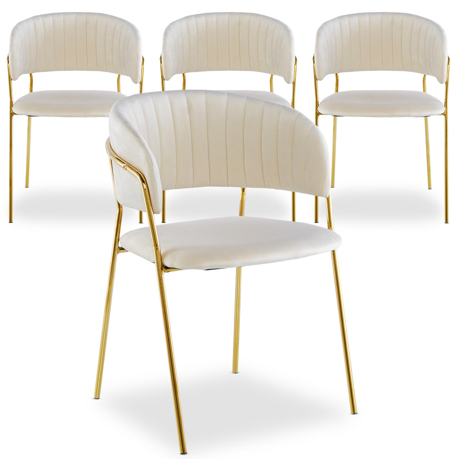 4er-Set Tabata-Stühle aus Samt in Beige