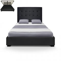 Structure de lit avec sommier et espace de rangement 140cm Trevene noir