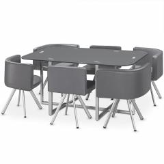 Table rectangulaire pratique avec 6 chaises gain de place Mosaic XL verre Gris