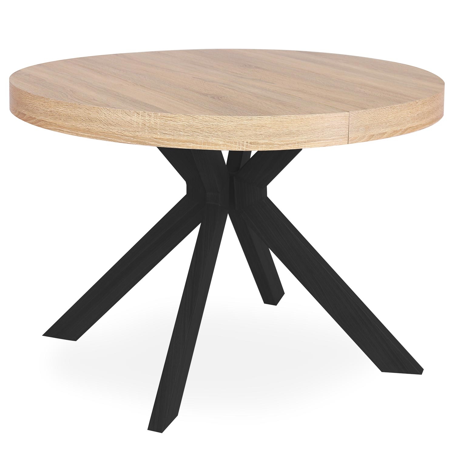 Table ronde extensible Myriade Chêne Clair Pieds Noirs