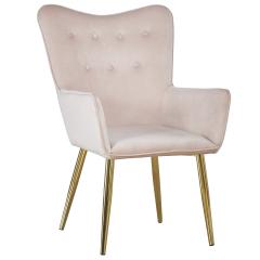 Fauteuil scandinave Nadol Velours Rose pieds Or