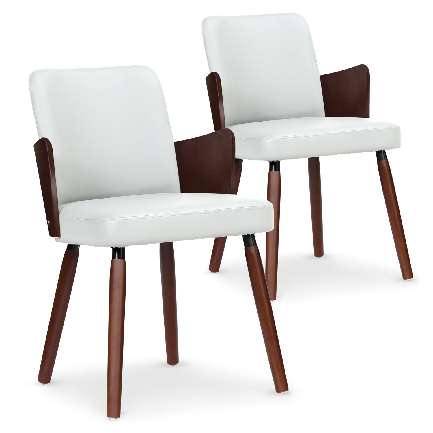 Phibie Set mit 2 skandinavischen Stühlen Haselnuss & Weiß