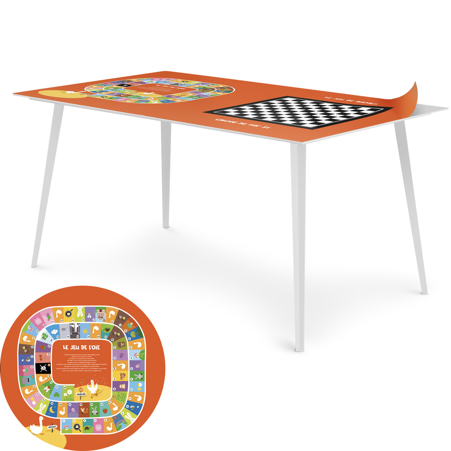 Blickfang Rechteckiger Magnet Tisch 150x90cm aus Metall mit einem Tischset mit Spielfeld