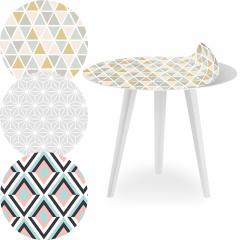 Blickfang Runder, magnetischer Beistelltisch aus weißem Metall 45 cm mit 3 Tischsets im skandinavischen Stil