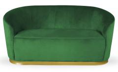 Roanne 2-Sitzer-Sofa mit goldenem Sockel und Samtbezug Grün