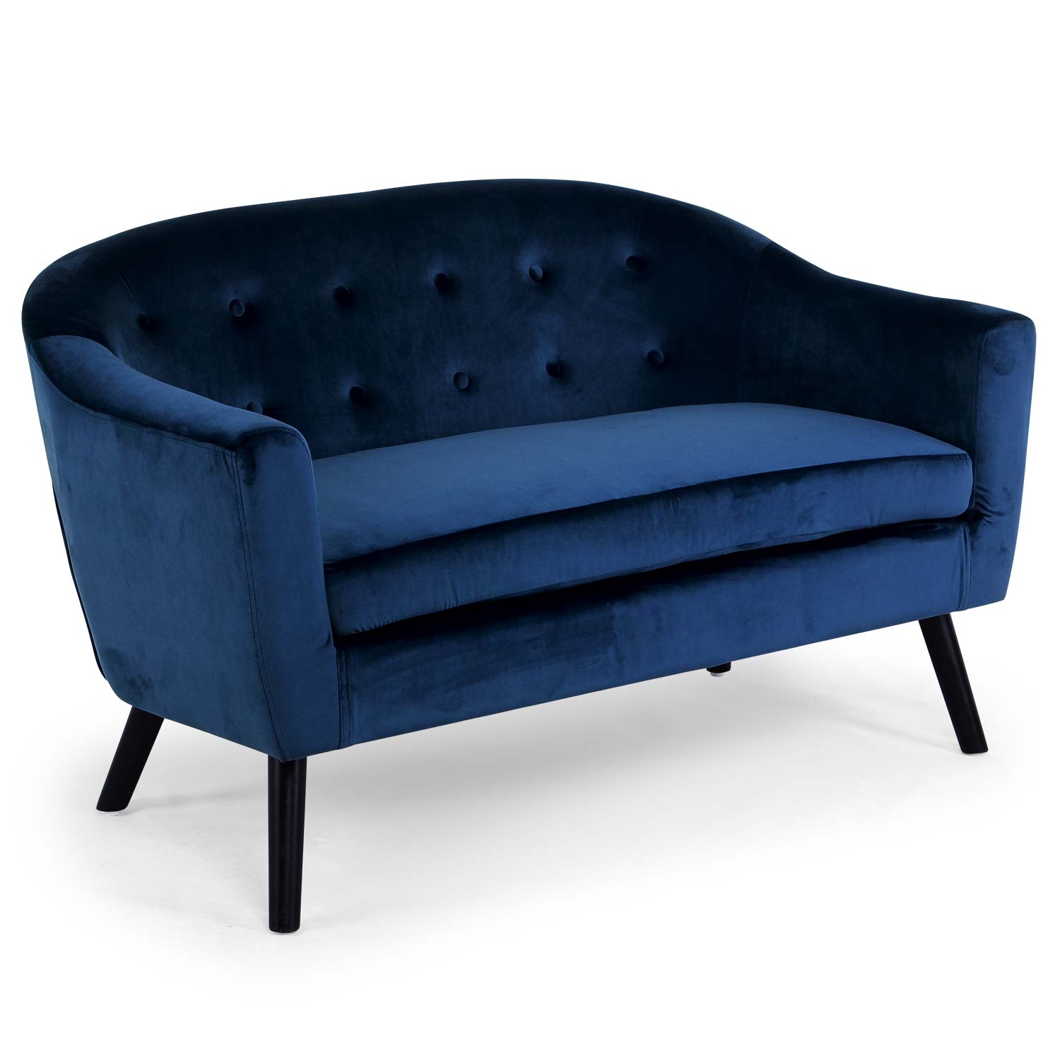 Savoy Skandinavisches 2-Sitzer Sofa mit Samtbezug Blau