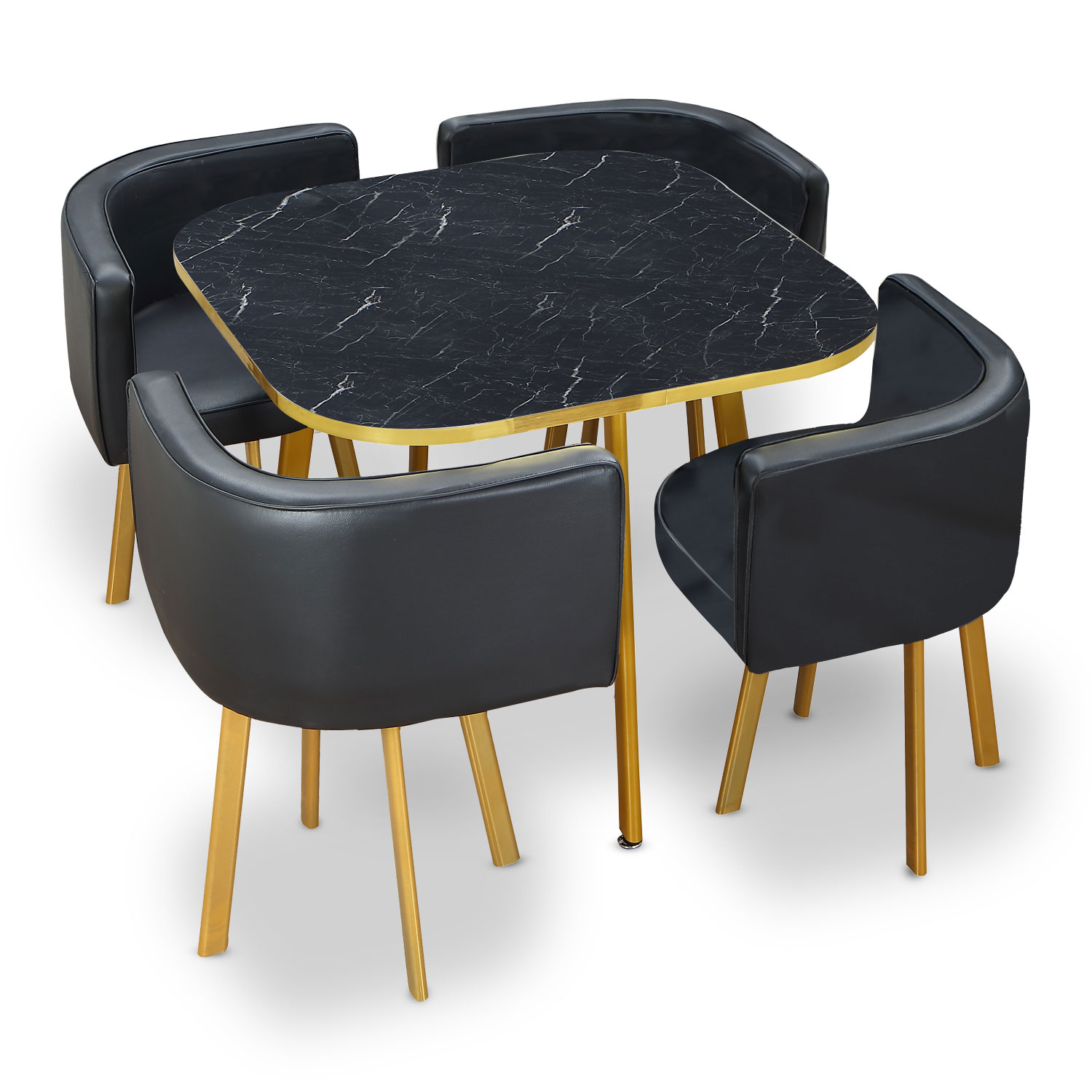 Oslo Gold Marble Effect und Black Faux Tisch und Stühle