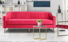 Tela 3-Sitzer Sofa mit goldenen Metallbeinen und Samtbezug Rot