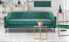 Tela 3-Sitzer Sofa mit goldenen Metallbeinen und Samtbezug Grün