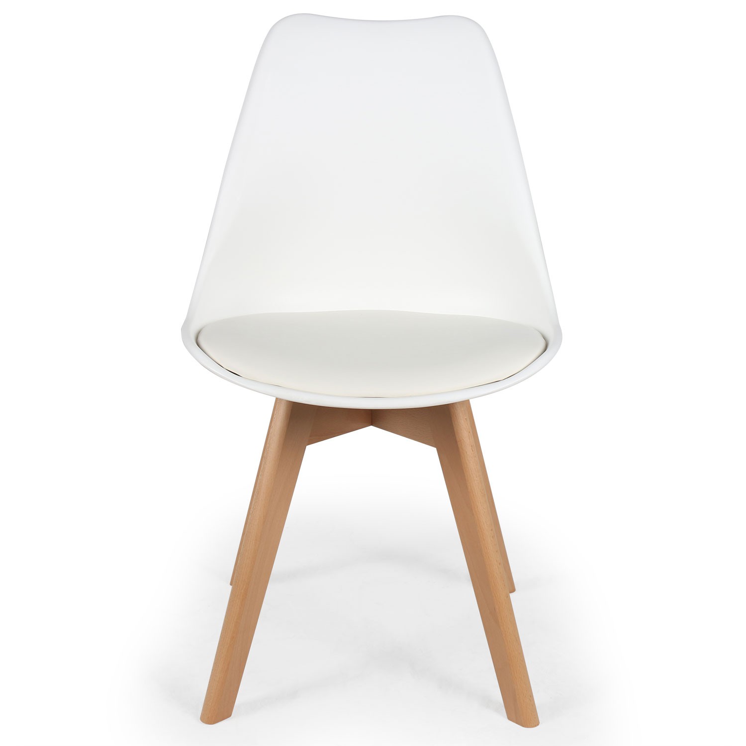 Conor Set mit 4 skandinavischen Stühlen Kunstleder Weiß